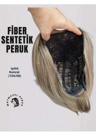 Kısa Sentetik Peruk Işıltılı Kumral