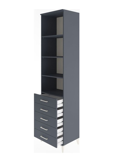 Hyperion Dolap 4 Raflı 5 Çekmeceli 60x44x243 Antrasit-antrasit Antrasit