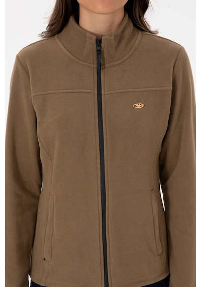 U.S. Polo Assn. Kadın Haki Fermuarlı Dik Yaka Polar Sweatshirt 50316729-VR027