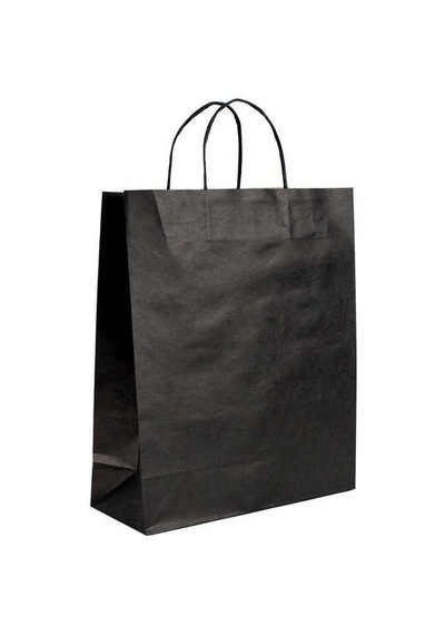 Burgu Saplı Siyah Kağıt Çanta 26x14x29 Cm - 25 Adet