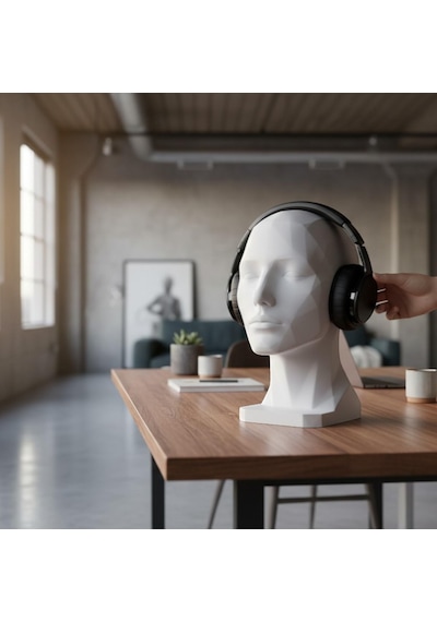 Happy3dworld İnsan Büstü Kulaklık Standı, 3d Baskı Minimalist Modern Dekor