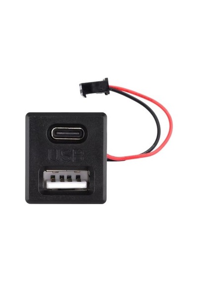 Devremarkt Type-c / Usb A Dişi Soket Kavisli 2 Pin 10cm Kablo Jst Çift Usb 5v 2a Panel Montaj Cep Tel Tablet
