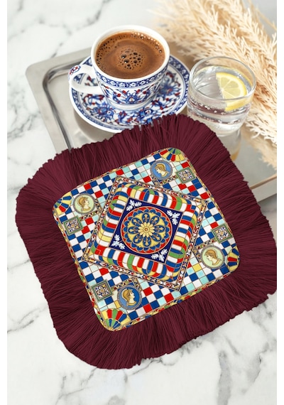 Zarif Mozaik İkonik Saçaklı Sunum Peçetesi-klasik Vintage Stil Lacivert Bordo Bardak Altlığı Mendil Okyanus Deniz Turkuazı Zarif Mozaik İkonik Saçaklı Sunum Peçetesi-klasik Vintage Stil Lacivert Bordo Bardak Altlığı Mendil Okyanus Deniz Turkuazı