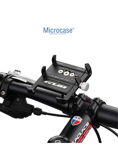 Microcase Gub Pro 7 Alüminyum Alaşım Bisiklet Motosiklet Telefon Tutucu - 55-100mm Ayarlanabilir Gidon Telefon Sabitleyici - Al5774 Siyah