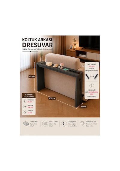 Café Royale Vintage & Usb-tech Konsol Raf - 3 Usb + 4 Priz Girişli Mdf Koltuk Arkası Raf Dresuar Antrasit 100x85x12 Café Royale Vintage & Usb-tech Konsol Raf - 3 Usb + 4 Priz Girişli Mdf Koltuk Arkası Raf Dresuar Antrasit 100x85x12