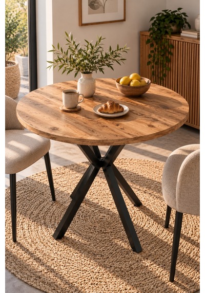 Sulorahome Yuvarlak Mutfak Masası Atlantik Kahverengi 90 Cm Atlantik - Çam