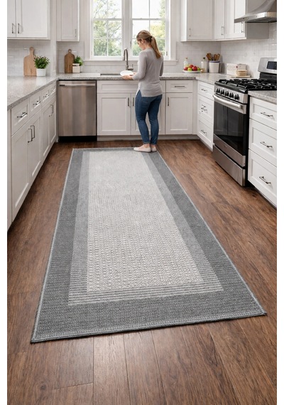 Mess Modern Dekoratif Yumuşak Dokulu Sisal Halı 3945 Gri Antrasit Çok Renkli
