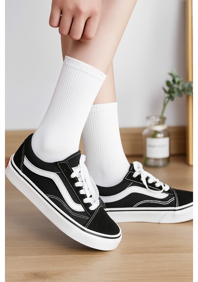 Arma Yıldız 6'lı Unisex Pamuklu Düz Beyaz Tenis Çorap Seti Soket Boy Beyaz