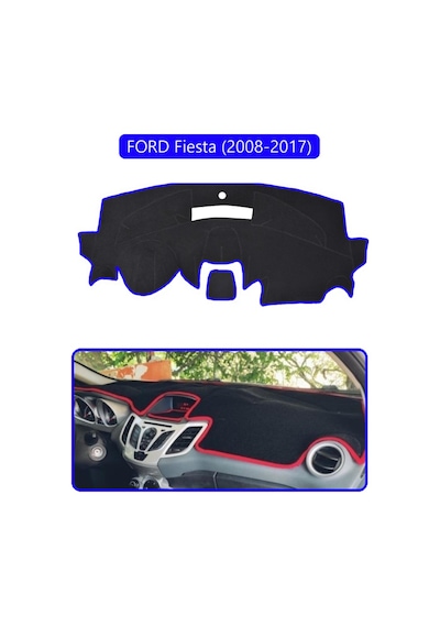 Ford Fiesta 2008-2017 Torpido Koruma Halısı Mavi Kenar