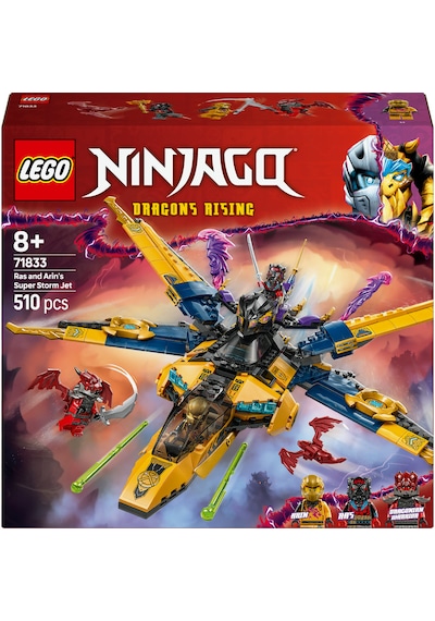 LEGO® NINJAGO® Ras ve Arin'in Süper Fırtına Jeti 71833 - 8 Yaş ve Üzeri Çocuklar için 3 Ninja Minifigürü İçeren Oyuncak Yapım Seti (510P)