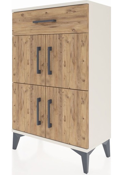 Arges Komodin Tek Raflı Tek Çekmeceli 4 Kapaklı 60x30x96 Aytaşı-çam Aytası