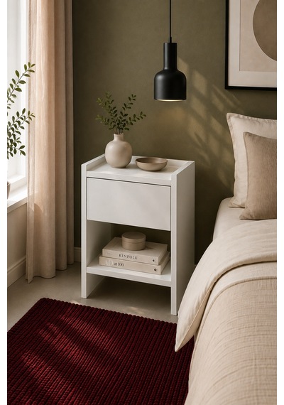 Home Keto Tek Çekmeceli Komodin 38x52x40 Cm Modern Tasarım Beyaz - 914411036 Beyaz Home Keto Tek Çekmeceli Komodin 38x52x40 Cm Modern Tasarım Beyaz - 914411036 Beyaz