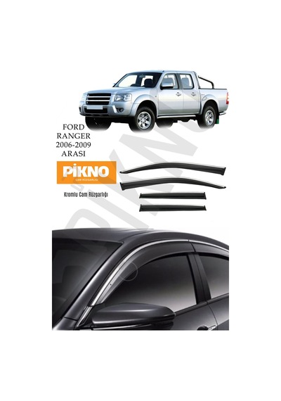 Ford Ranger 2006-2009 Arası Kromlu Cam Rüzgarlığı 4'lü Set A+ Plus
