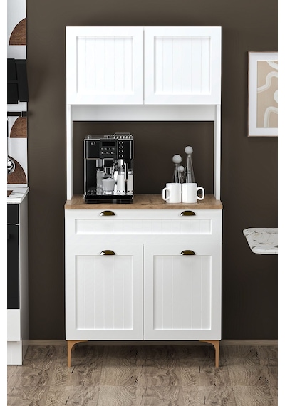 Esin Çok Amaçlı Dolap Membran Mdf , Çekmeceli Kahve Köşesi, Fırın Dolabı, Kiler Dolabı Beyaz Esin Çok Amaçlı Dolap Membran Mdf , Çekmeceli Kahve Köşesi, Fırın Dolabı, Kiler Dolabı Beyaz