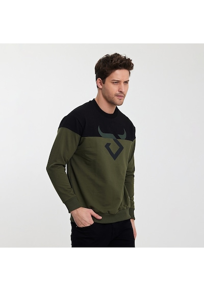Twobull HELSİNKİ Erkek  Siyah / Haki Sweatshirt