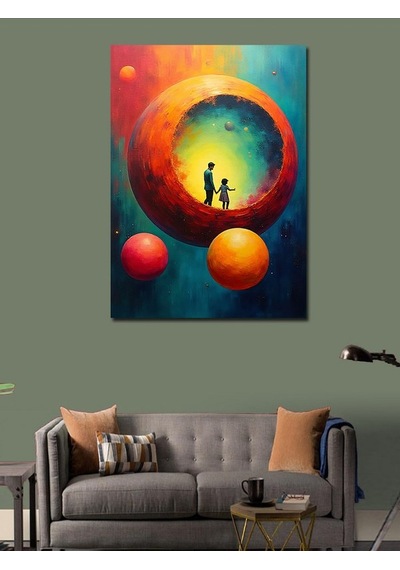 Kanvas Tablo Gezegenler Ve İnsanlar 100cmx140cm
