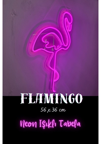 Neon Yazı Tabela Dekoratif Şeffaf Led Işık Flamingo