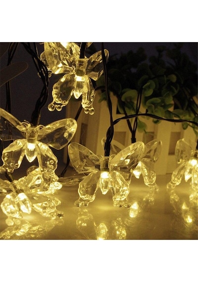 30 Led 4 Metre Güneş Enerjili Kelebek Gün Işığı 8 Mod Led Bahçe T