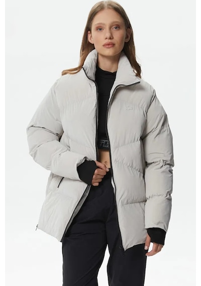 Lacoste Syntehic Fill Womens Jacket Dik Yakalı Dolgu Kadın Şişme Mont Gri Gri