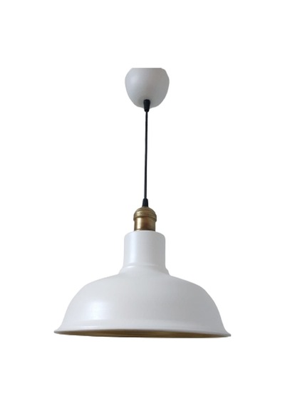 Rys Retro Metal Dekoratif Beyaz İçi Beyaz Eskitme Duylu Tekli Sarkıt Avize Çap:30 Cm-rys5095