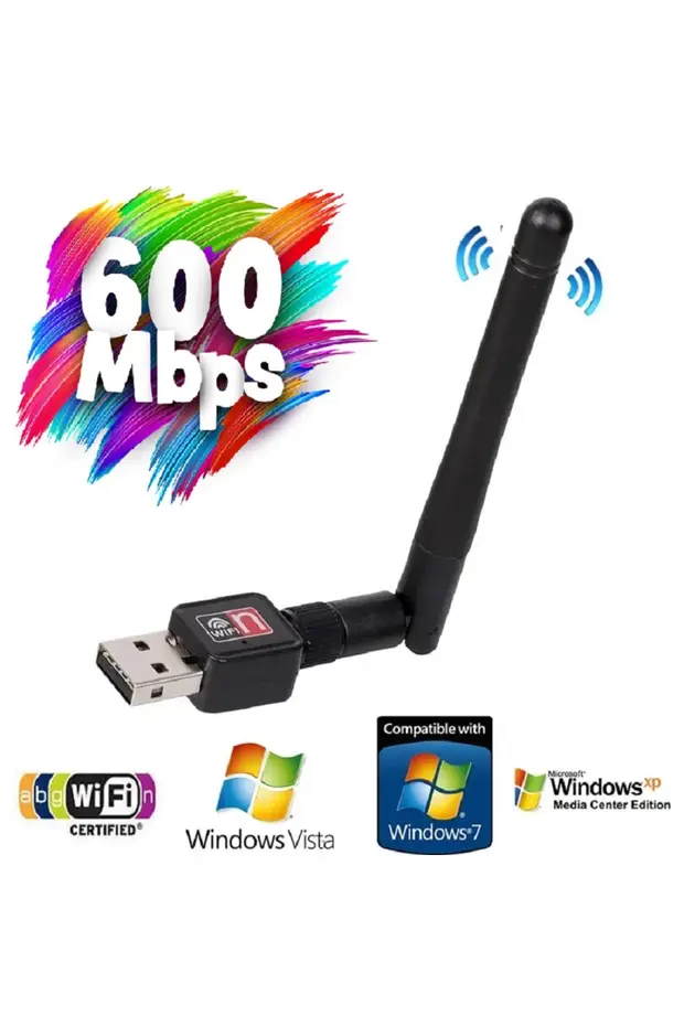 Antenli Usb Kablosuz Wireless 600 Mbps Wifi Çekim Yükseltici Adaptör Pc Ağ Lan Kartı Antenli Güçlendirici