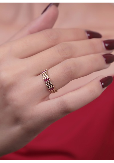 Çelikoğlu Kuyumculuk 14 Ayar Altın Pembe Taşlı Yüzük 1,38 Gr