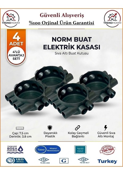Trendhomm Sıva Altı Norm Buat Kasası - Kapaksız - 4 Adet