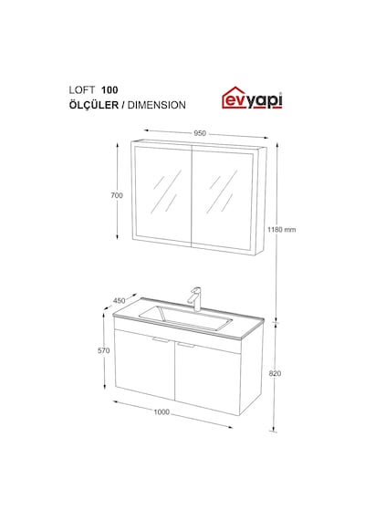 Biani Fix Loft 100 Cm Banyo Dolabı,Seramik Lavabolu, Aynalı,Lavabo Dahil,Mdf,Mat Beyaz Biani Fix Loft 100 Cm Banyo Dolabı,Seramik Lavabolu, Aynalı,Lavabo Dahil,Mdf,Mat Beyaz