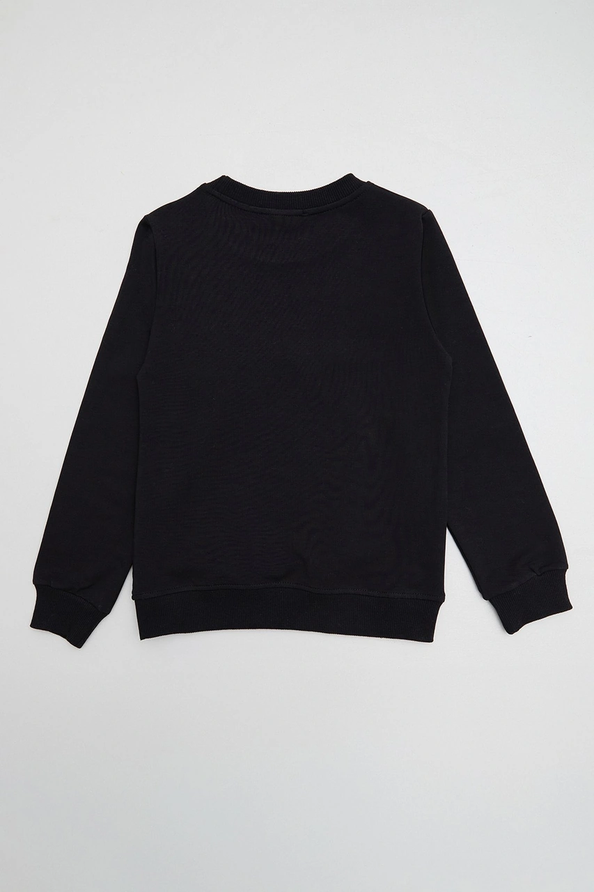 Ayıcık Nakışlı Bisiklet Yaka Kız Çocuk Sweatshirt 25mcck4784132931-siyah SiYAH