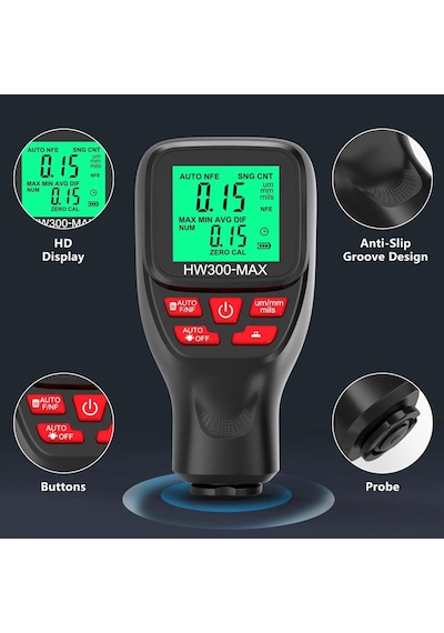 Valkyrie Hw300-max Dijital Kaplama Kalınlığı Ölçer 0-2000 Μm, Fe/nfe Otomatik Algılama, Lcd Ekran