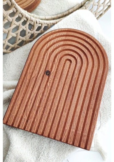 Premium Gökkuşağı Sunum Tahtası Koyu Kahve 30x18 Cm Renkli