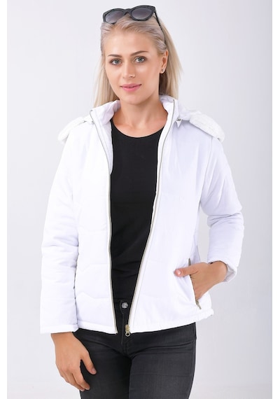 Barbora Günlük Kürklü Şişme Kadın Mont 807beyaz