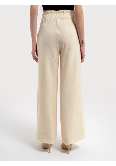 Paperbag Fit Kadın Pantolon Ekru