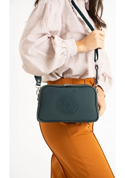 Just Polo Kadın Yeni Sezon Orta Boy Lakos Kumaş 5 Bölmeli Postacı Omuz Çantası Ebat 28 X 18 Cm Mavi