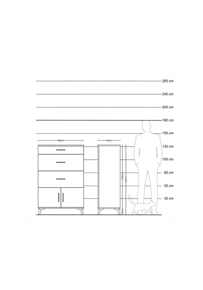 Hyperion Dolap 3 Çekmeceli 2 Kapaklı 88x44x134 Antrasit-çam Antrasit