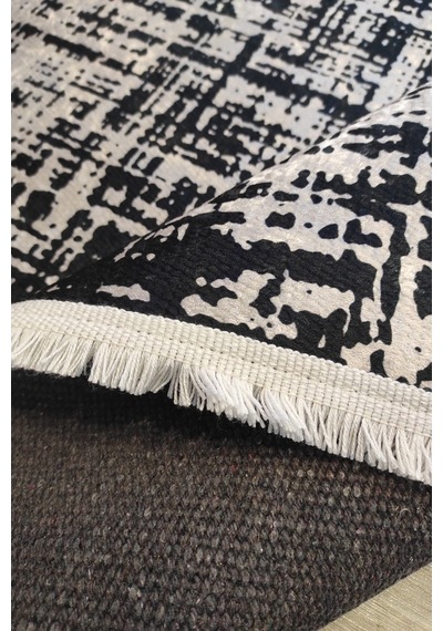 Modern Gri Yıkananabilir Mutfak Halısı Kaymaz Dekoratif Kilim