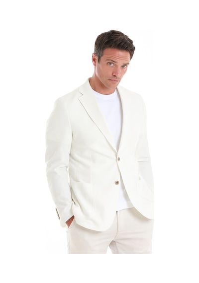 Hatemoğlu Ekru Slim Fit Düz Mono Yaka Casual Ceket 14162124c001 048 Ekru