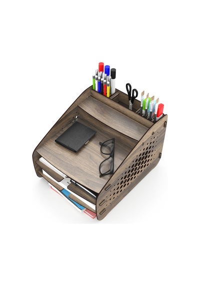 Design Otto Fx Medium Hexa - 6 Renk Evrak Rafı Masaüstü Organizer Ceviz