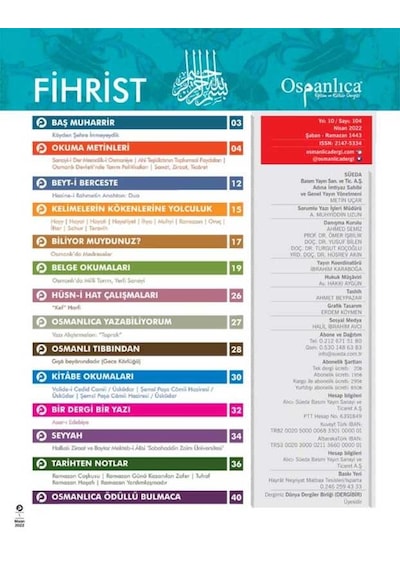 Nisan 2022 Osmanlıca Dergisi