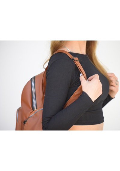 Jara Bag Frida Kadın Sırt Çantası Şık, Yumuşak Dokulu Ve 5 Bölmeli Taba