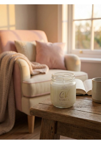 Vanilya Kokulu Mum-%100 Doğal Soya Wax Mum-aromaterapi Mum-şeffaf Kapaklı Şişe 100cc Beyaz