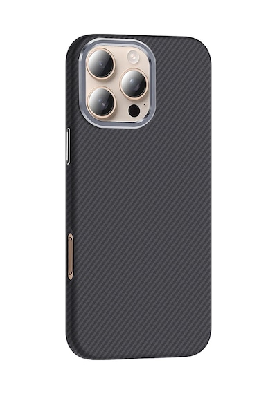 Apple Uyumlu iPhone 16 Pro Max Kılıf M-safe Şarj Özellikli Karbon Fiber Görünümlü Gros Kılıf Siyah