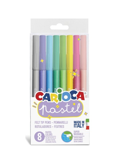 Carioca Keçeli Boya Kalemi Yıkanabilir Pastel Süper 8 Renk 43032
