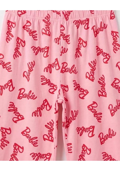Veraura Lifestyle 6/14 Yaş Yazı Baskılı Pamuk Penye Çocuk Pijama Takımı Pembe