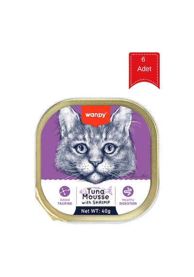 Wanpy Alutray Ton Balıklı Ve Karidesli Yetişkin Kedi Konservesi 40 Gr X 6 Adet
