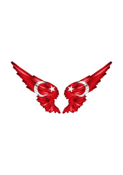 Ay Yıldız Bayrak Sticker Kanata Şeklinde Araba Aynası Için 13Cm