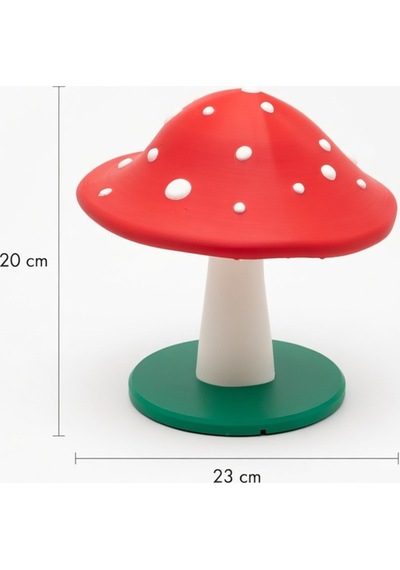 Dekoratif Mantar Gece Lambası - 3d Tasarım Estetik Oda Dekoru - Hediyelik Masa Lambası Mood Light Kırmızı