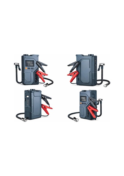 12000mah Akü Takviye Ve Lastik Şişirme Kompresörü 4 Ü 1 Arada Jump Starter, 150 Psı Dijital H