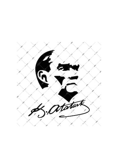Bay Etiket Mka3 Kemal Ataturk Silueti Mat Siyah