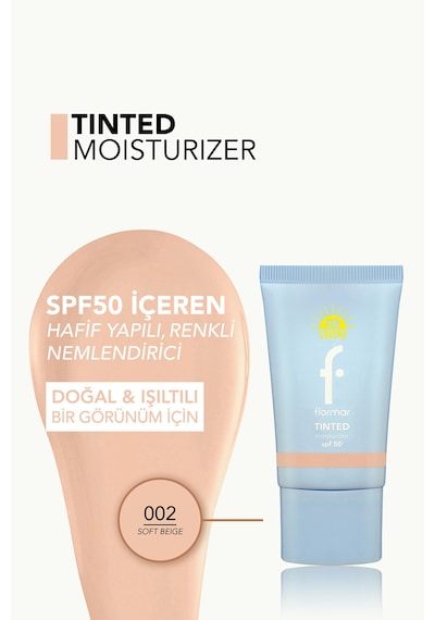 Flormar Sun Lovers Nemlendirici Etkili & Doğal Bitişli Renkli Güneş Koruyucu SPF50 002 Soft Beige